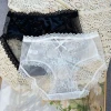 2026 Bestseller one-piece dropshipping Solid color Japanese-style pure desire style hollowed-out high-waisted seamless lace Underwear for ladies' Temptation Three Specification image